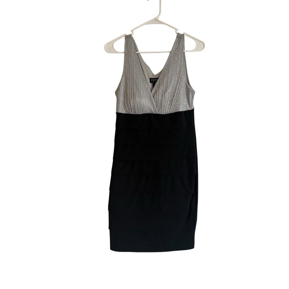 NWT- 8P- Enfocus Studio Silver and Black Midi Dress